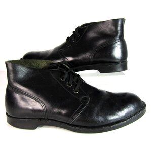 Vtg US Navy Black Leather Boondocker Chukka Steel Toe Boots 70s Deck Mens Size 9